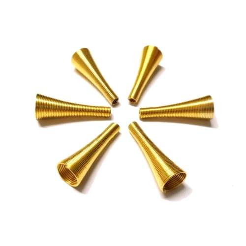 Findings / Cord Ends Cone  GOLD WIRE - 6pcs  - 28x10mm / Beads for crafting
