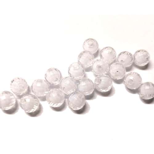 Beads / Acrylic Beads - 8mm -  20 pcs - clear with white filling / Beads for crafting