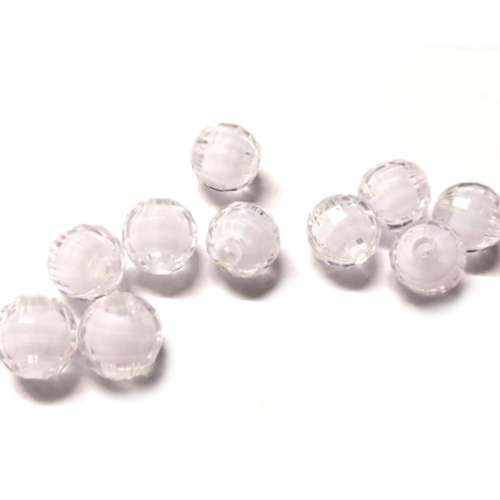 Beads / Acrylic Beads - 12mm -  10 pcs - clear with white filling / Beads for crafting