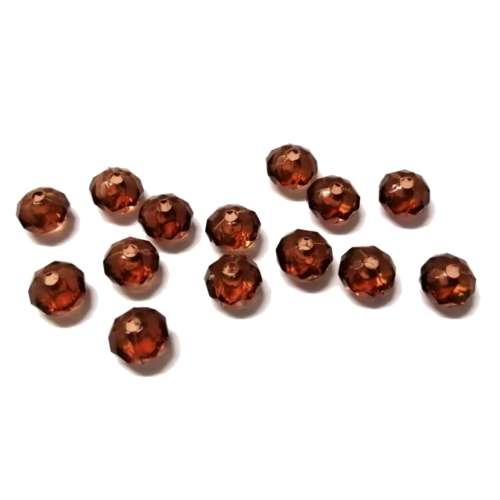 Beads / Acrylic Beads - 8x5mm -  14pcs - brown - Crystal Cut optic / Beads for crafting