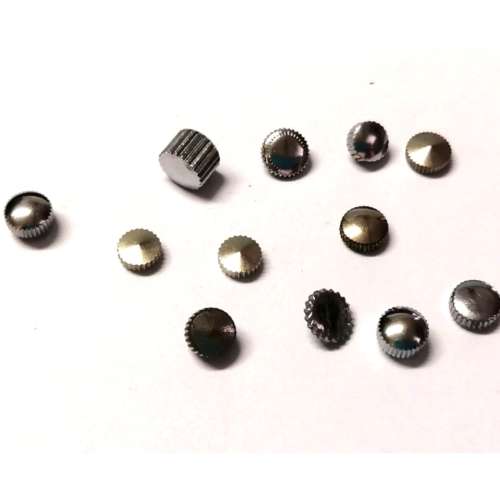 Watch parts- 4 crowns  stainless STEEL- sizes W6.4mm H2.9and 3.2 -Watchmaker Treasure