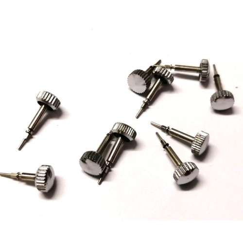 Watch parts- 10 crowns  stainless STEEL-W+/-5.5mm incl. stem H13.7-16.4mm -Watchmaker Treasure