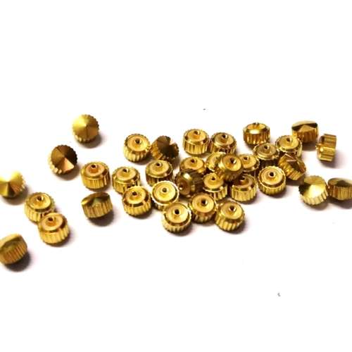 Watch parts- 1 crown  goldplaque` W5.8mm H4.3mm -Watchmaker Treasure