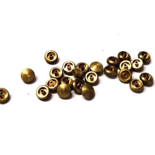 Watch parts- 1 crown  goldplaque` W5.6mm H3.4mm -Watchmaker Treasure