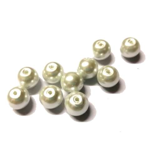 Beads / Glass Pearl Beads - 10pcs  - WHITE - 10mm / Beads for crafting