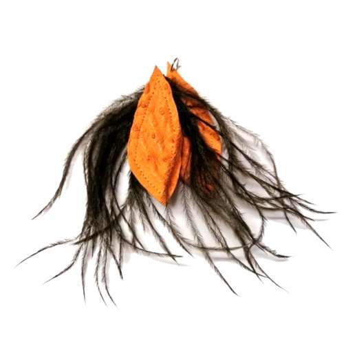 Genuine ostrich leather and feather Pendant - leaves 6-7cm / Beads for crafting