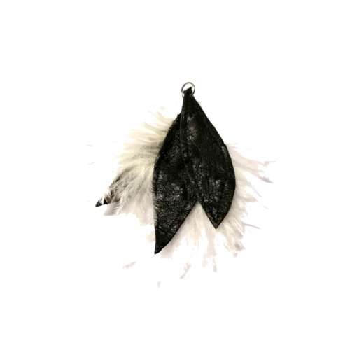 Genuine ostrich leather and feather Pendant - leaves 6-7cm / Beads for crafting