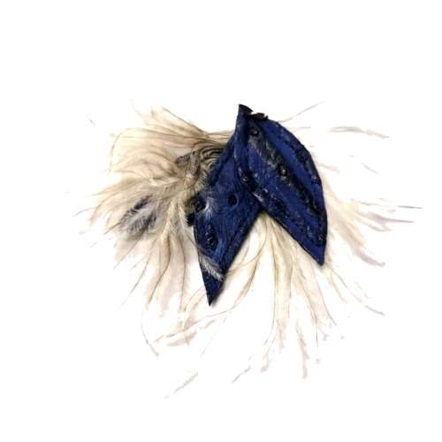 Genuine ostrich leather and feather Pendant - leaves 6-7cm / Beads for crafting