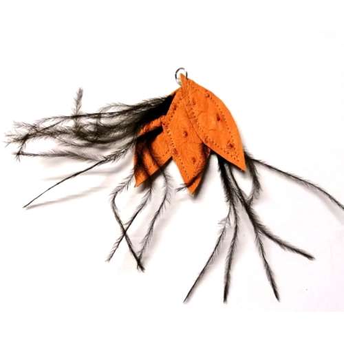 Genuine ostrich leather and feather Pendant - leaves 6-7cm / Beads for crafting