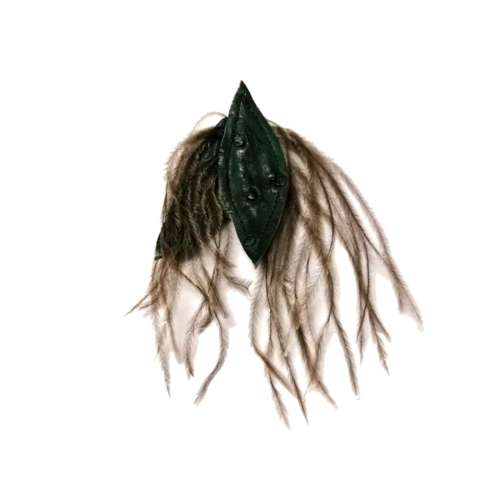 Genuine ostrich leather and feather Pendant - leaves 6-7cm / Beads for crafting