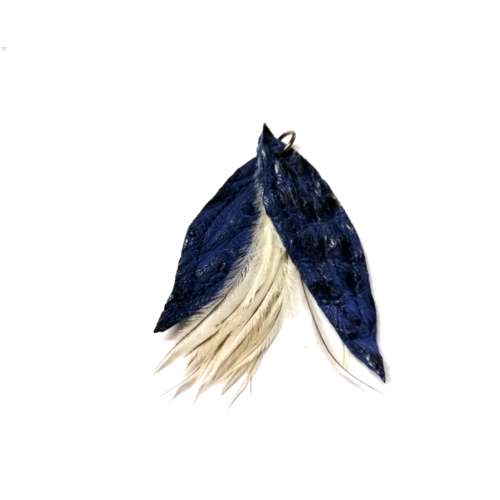 Genuine ostrich leather and feather Pendant - leaves 6-7cm / Beads for crafting