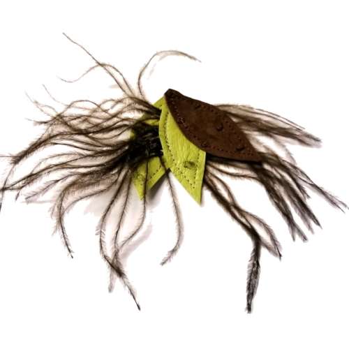 Genuine ostrich leather and feather Pendant - leaves 6-7cm / Beads for crafting