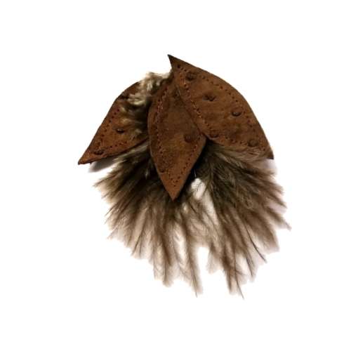Genuine ostrich leather and feather Pendant - leaves 6-7cm / Beads for crafting