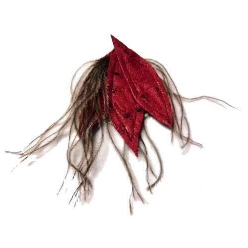 Genuine ostrich leather and feather Pendant - leaves 6-7cm / Beads for crafting