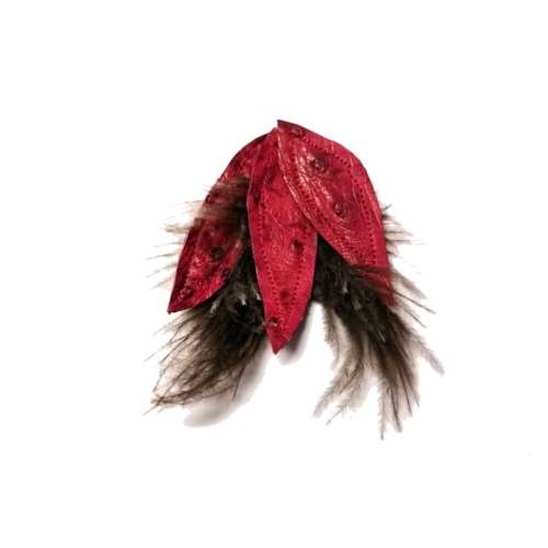 Genuine ostrich leather and feather Pendant - leaves 6-7cm / Beads for crafting