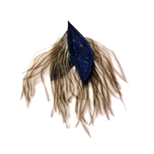 Genuine ostrich leather and feather Pendant - leaves 6-7cm / Beads for crafting
