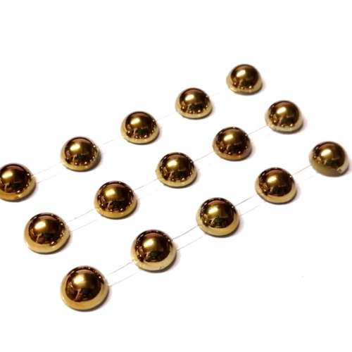 Stickers / Acrylic Stickers - 10mm - 15pcs - half ball shape - gold / Stickers for crafting