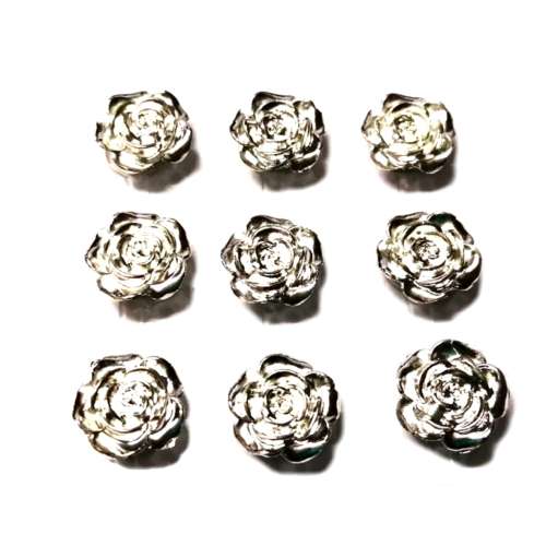 Stickers / Acrylic Stickers - 12mm - 9pcs - roses - silver / Stickers for crafting