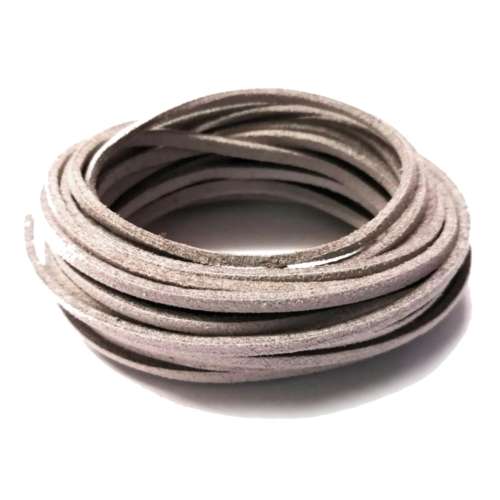 Suede Cord Microfiber Faux Leather / 3mm flat - light grey - 5m PACK / Cords for crafting
