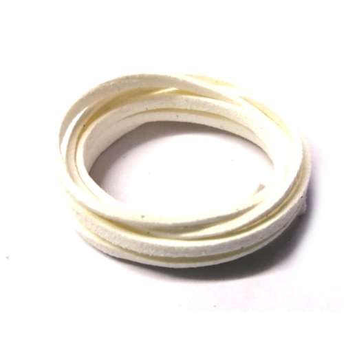 Microfiber Faux Leather / 3mm flat - white - 1m PACK / Cords for crafting