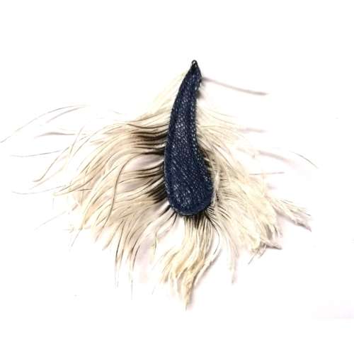 Genuine ostrich leather and feather Pendants  - Total 12x9cm /  for crafting