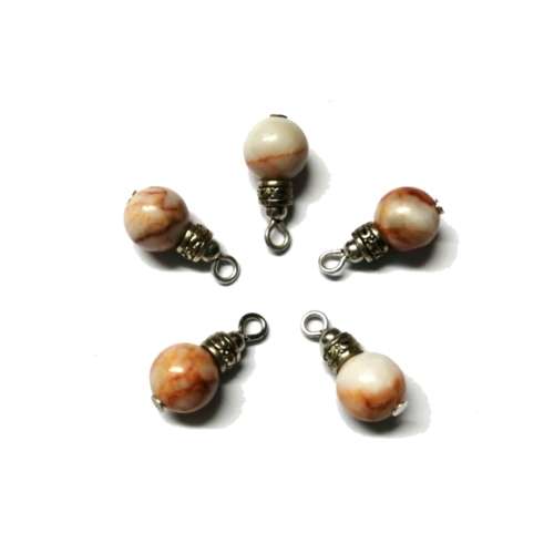 Charm / Pendant - Red Jasper Bead 8mm/ 1pc - Total+/-18mm / Beads for crafting