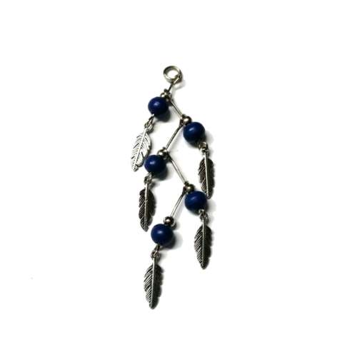 Pendants / Feather - wooden beads Pendant  - 1pc - length 6cm / Beads for crafting
