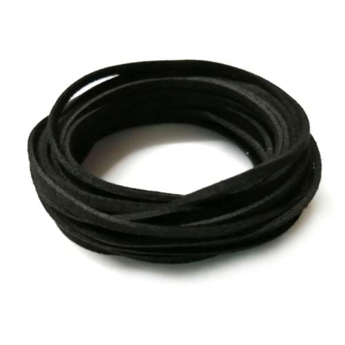 CORDS / Microfiber Faux Leather / 3mm flat - black - 1m PACK / CORDS for crafting