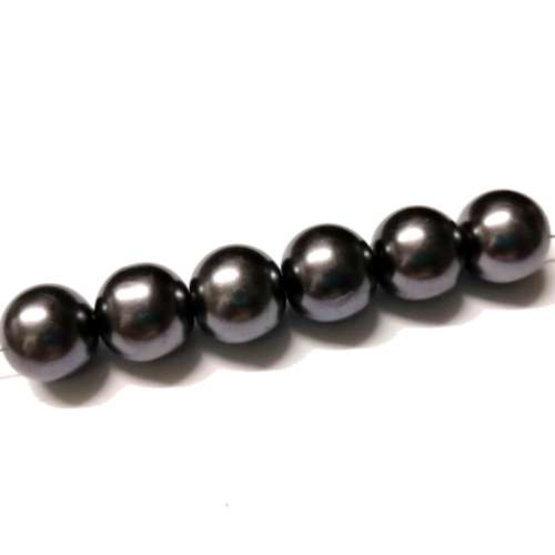 Beads / Glass Pearl Beads - 6pcs  - GREY - 14mm/ Beads for crafting