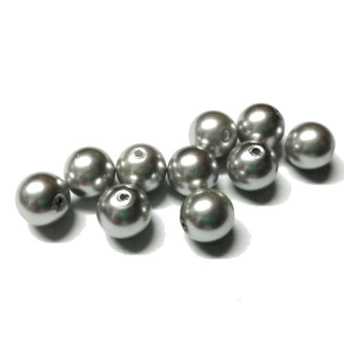Beads /Glass Pearl Beads - 10pcs  - light grey - 10mm / Beads for crafting