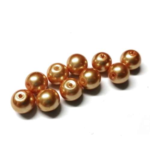 Beads /Glass Pearl Beads - 10pcs  - yellow gold - 10mm / Beads for crafting
