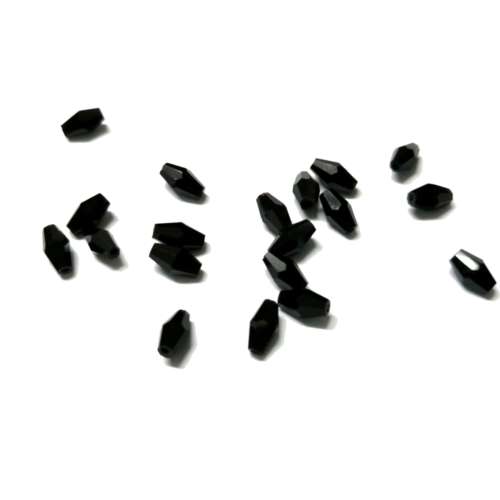 Beads /Crystal Beads black - 19pcs  - 3x6mm - Hole +/-1.0mm / Beads for crafting