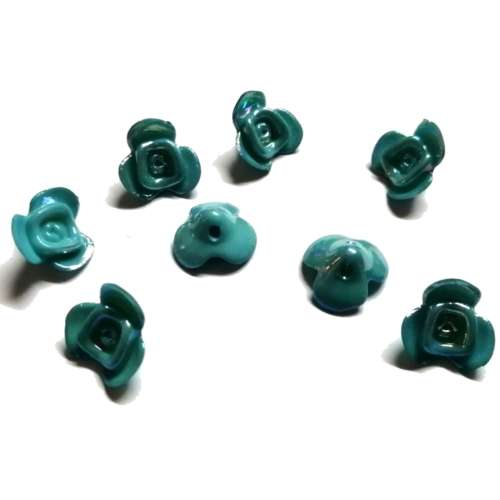 Beads / Acrylic Beads - 12mm -  8 pcs - light blue - Ceramic Optic Roses- for jewellery crafting