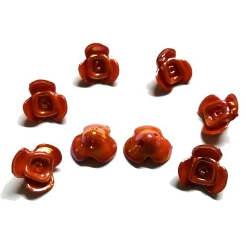 Beads / Acrylic Beads - 12mm -  8 pcs - orange - Ceramic Optic Roses- for jewellery crafting