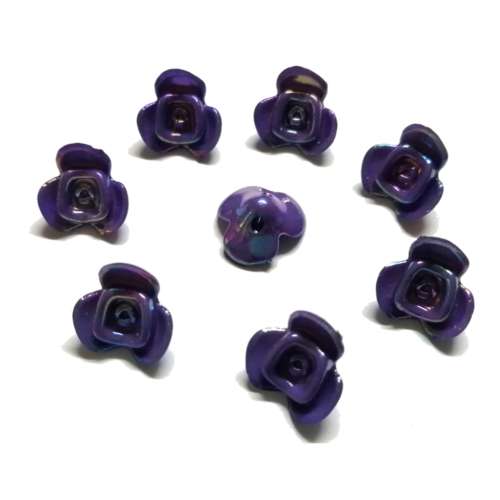 Beads /Acrylic Beads - 12mm -  8 pcs - purple - Ceramic Optic Roses / Beads for crafting