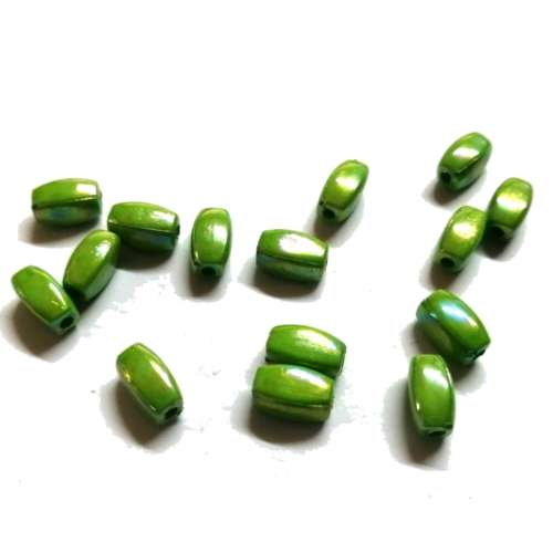 Beads /Acrylic Beads - 10x5mm -  15 pcs - light green - Ceramic Optic / Beads for crafting