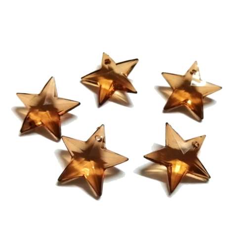 Beads /Acrylic Beads - 17.5mm -  5 pcs - brown - Stars/ Beads for crafting