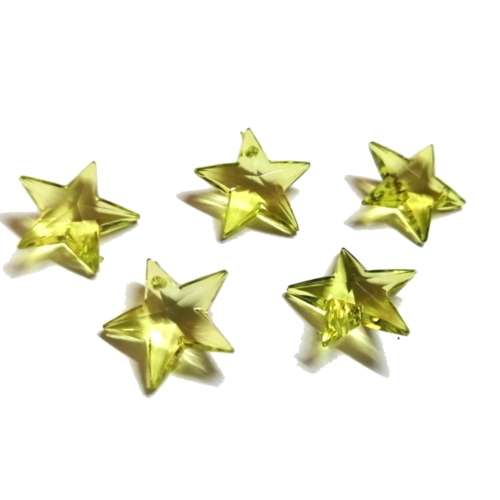 Beads /Acrylic Beads - 17.5mm -  5 pcs - light green - Stars/ Beads for crafting
