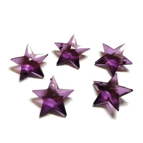 Beads /Acrylic Beads - 17.5mm -  5 pcs - purple - Stars/ Beads for crafting