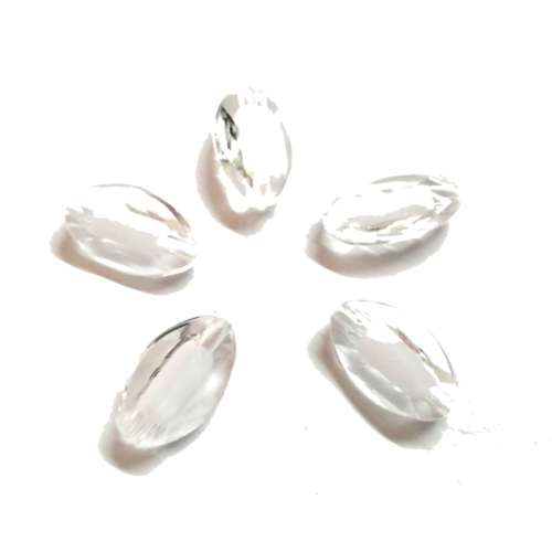 Beads /Acrylic Beads -20x12mm -5 pcs-colorless-ovales with white filling/ Beads for crafting