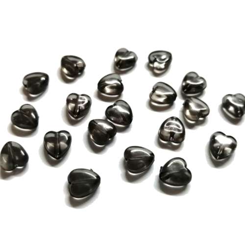 Beads /Acrylic Beads -8mm -20pcs-black-grey - glass optic hearts/ Beads for crafting