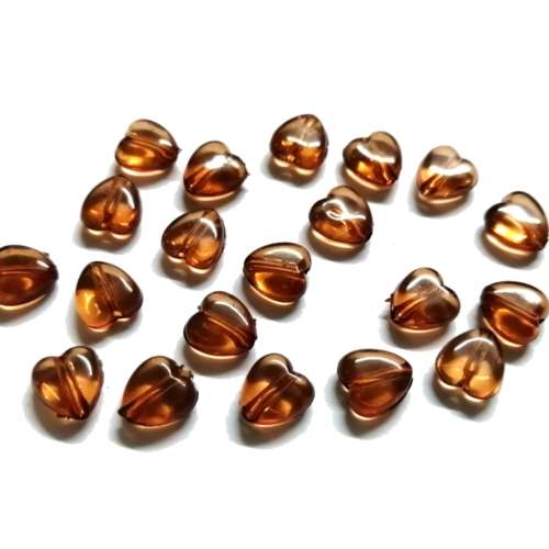 Beads /Acrylic Beads -8mm -20pcs-brown - glass optic hearts/ Beads for crafting