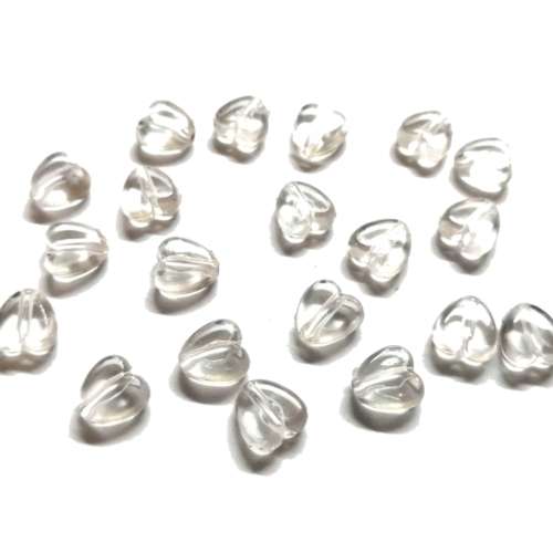 Beads /Acrylic Beads -8mm -20pcs-color less - glass optic hearts/ Beads for crafting