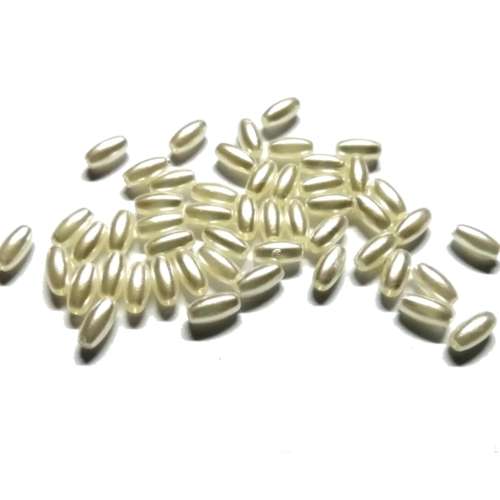 Beads /Acrylic Beads - 8mm -  50 pcs - pearl white - Oval/ Beads for crafting