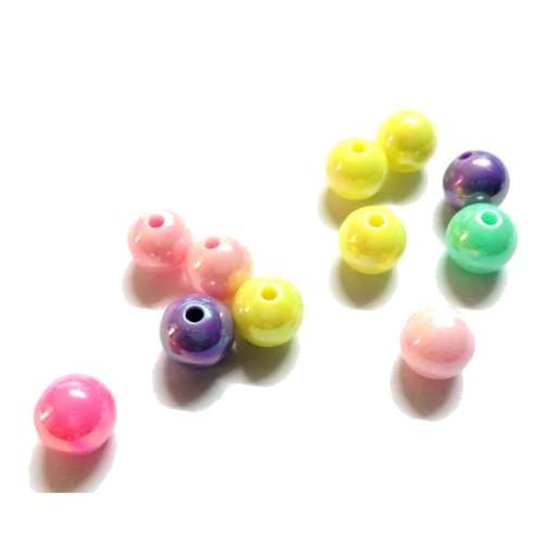 Beads /Acrylic Beads - 10mm -  11 pcs - color mix/ Beads for crafting