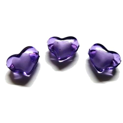 Beads /Acrylic Beads - 20mm -  3 pcs - purple Hearts with Filling/ Beads for crafting