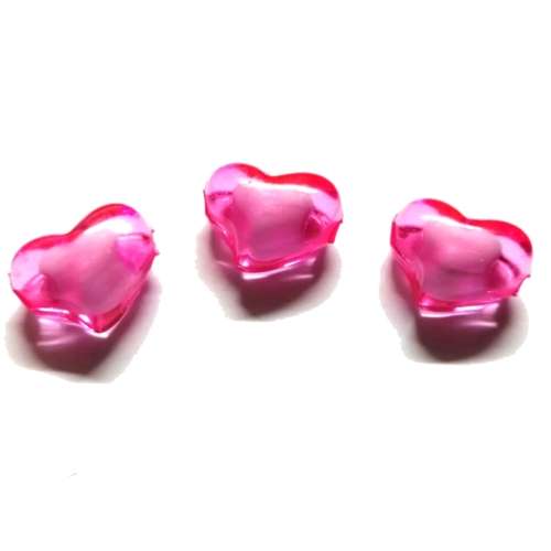Beads /Acrylic Beads - 20mm -  3 pcs - pink Hearts with Filling/ Beads for crafting