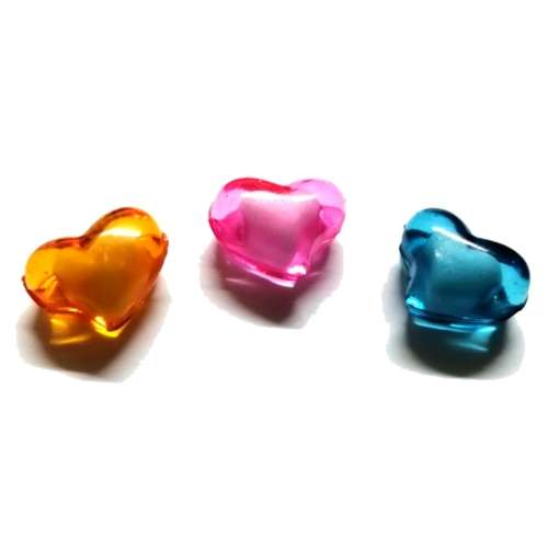 Beads /Acrylic Beads - 20mm -  3 pcs - color mix Hearts with Filling/ Beads for crafting