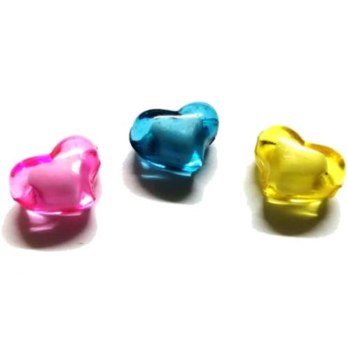 Beads /Acrylic Beads - 20mm -  3 pcs - color mix Hearts with Filling/ Beads for crafting