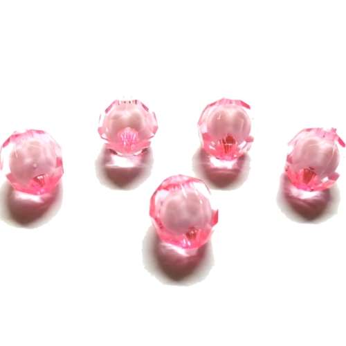 Beads /Acrylic Beads - 16mm -  5 pcs - rose- Crystal Optic with Filling/ Beads for crafting